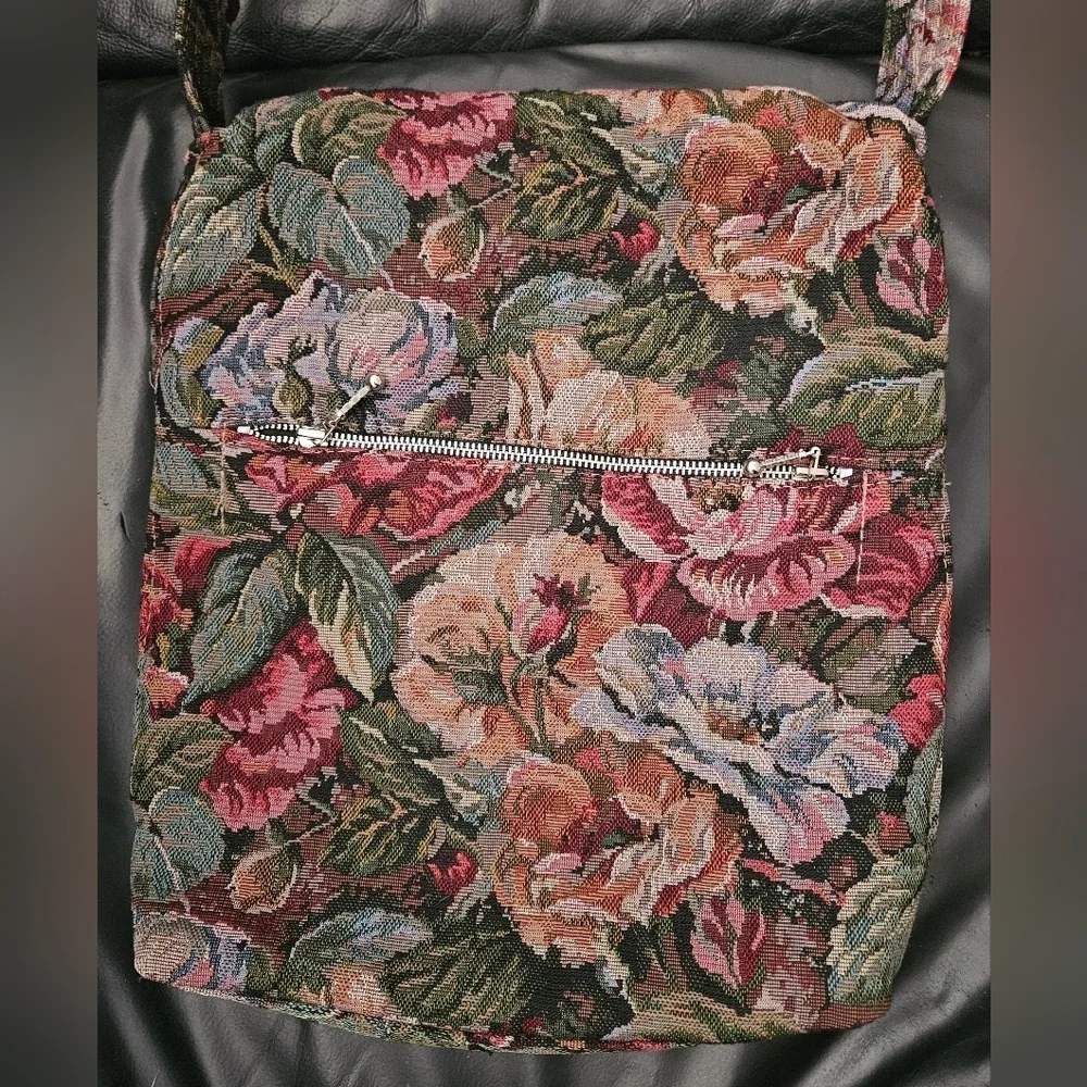 Vintage Maureen Kealy Custom Made In Canada Floral Tapastry Flap Shoulder Bag - Picture 10 of 13